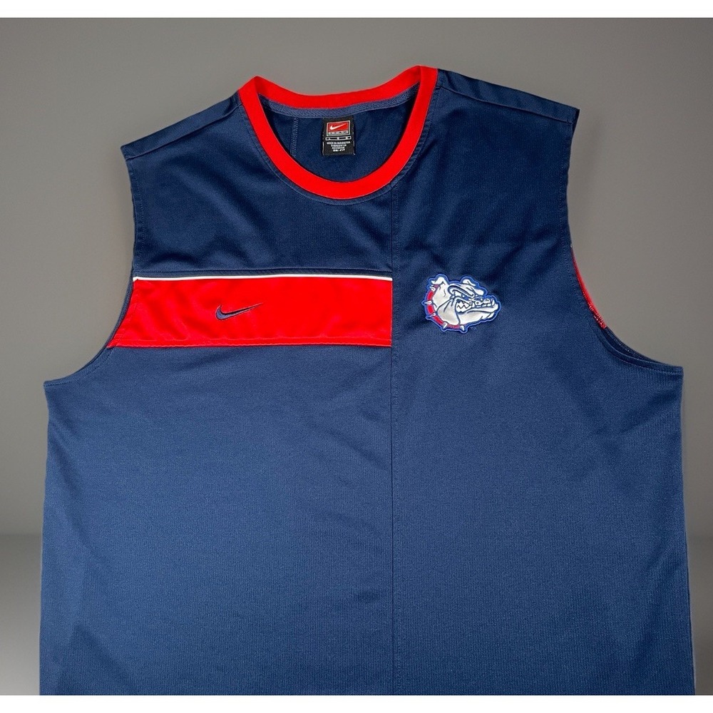 Vtg Nike Dri-Fit Gonzaga Bulldogs Sleeveless Shirt Men L Pullover Basketball Y2K